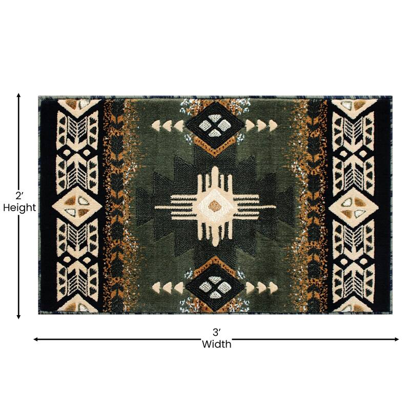 Traditional Southwestern Style Olefin Fiber Geometric Area Rug