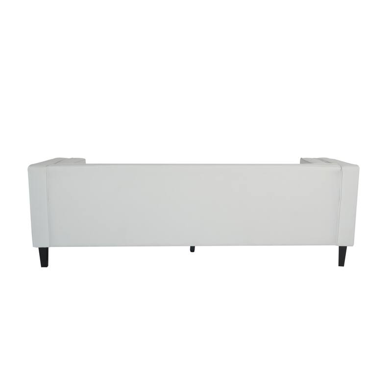 Ivory Velvet Button Tufted 3-seater Sofa with Hardwood Frame