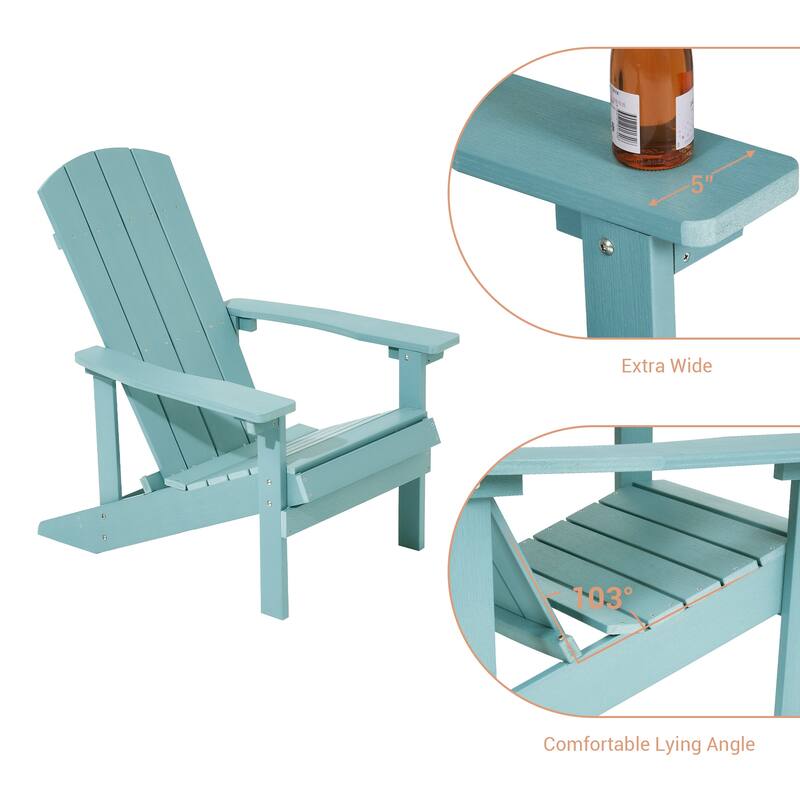 BONOSUKI Patio Adirondack Chair w/Cupholder,Weather Resistant-Set of 4