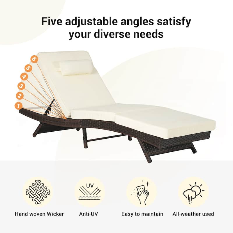Outdoor Wicker Long Reclining Chair Set of 2