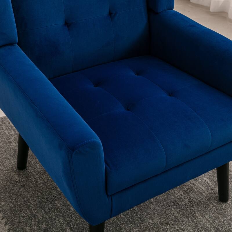 Stylish Upholstered Seating Armchair with Tapered Metal Legs, Light Blue Single Sofa Chair Accent Chair with Flared Armrests