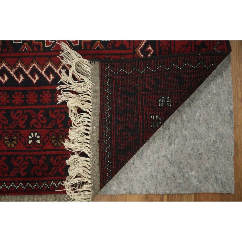 Hand Knotted Oriental 100% Wool Carpet Traditional Geometric Red Balouch Area Rug - 9' 7'' X 6' 6''