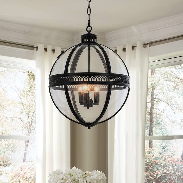 3-Light Black Globe Chandelier - Bed Bath & Beyond - 37980545