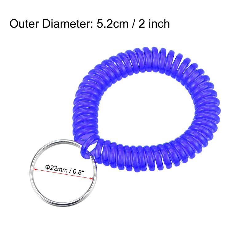 Spiral Keychain, Wrist Coil Keyring Wristband Stretchable Key Holder - Clear Blue