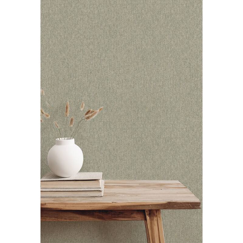 Herringbone Green Tweed Wallpaper