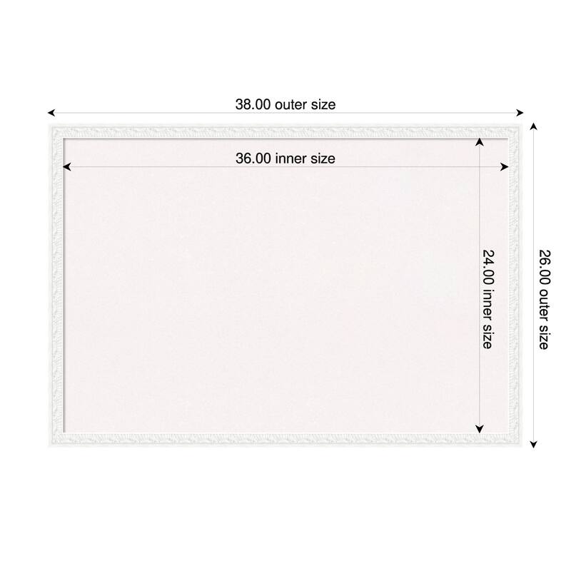 Bethany White Wood Framed Cork Board - Bulletin Board, Organization Board, Pin Board - White - 38 x 26 in