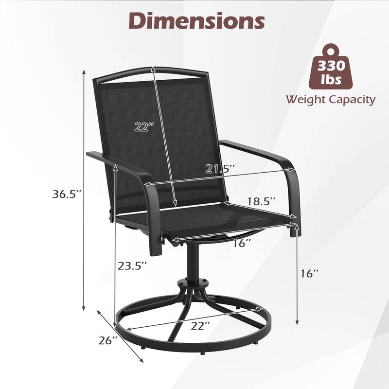 Gymax Patio Swivel Chairs Set of 2 w/ High Back & Round Metal Base for