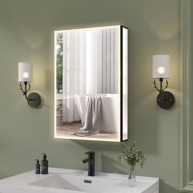 20'' W 30'' H Recessed Frameless Medicine Cabinet Mirror 3 Adjustable