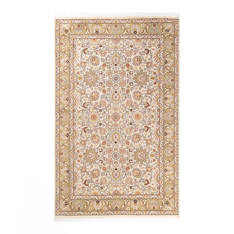 Overton Handknotted Wool Traditional Oriental Beige Area Rug - 4' x 6' - Beige - 4' x 6'