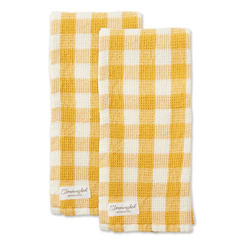 DII Washed Waffle Woven Dishtowel Set of 2