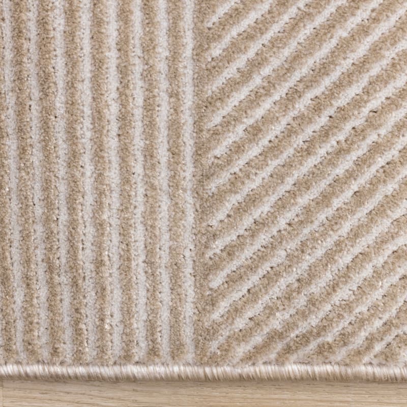 Brown White Intricate Striped Shapes Area Rug