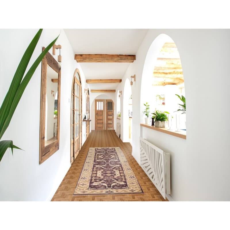 Oushak Oriental Runner Rug Handmade Red Wool Carpet - 2'6" x 9'10"