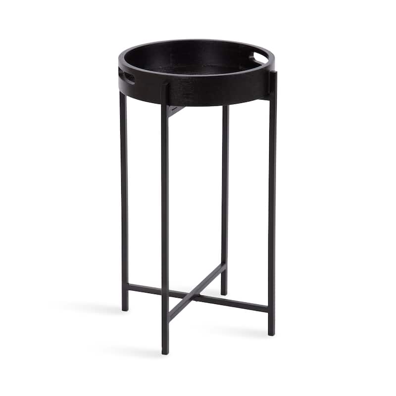 Kate and Laurel Smita Round Tray Table - 14x14x24 - Black