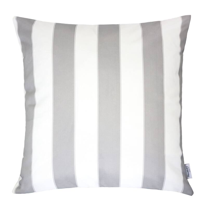 Striped Throw Pillow Indoor Outdoor Use Weather Resistant 20x20 Inches - Silver