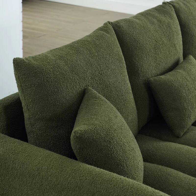 82'' Fabric 3-Seater Sofa with Plush Back Pillows, Solid Wood Frame, and Comfortable Foam Cushions