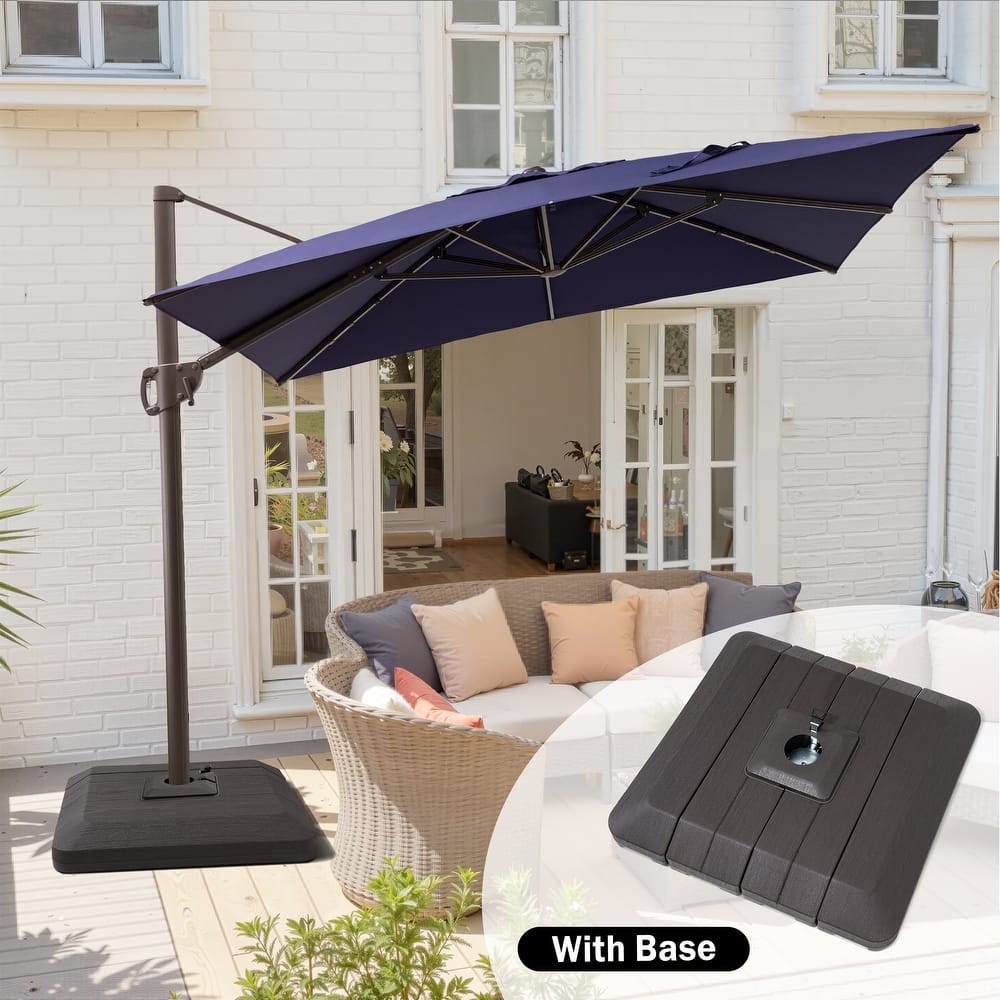 Outdoor 11 x 9 FT Patio Cantilever-Offset Umbrella with 4-Piece Fillable Weighted Base