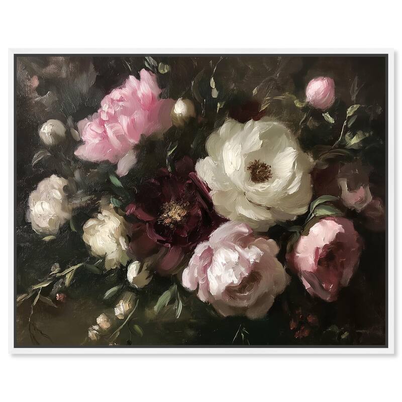 Peony Palette Nocturne Canvas by Art Remedy - White - 24" x 20"