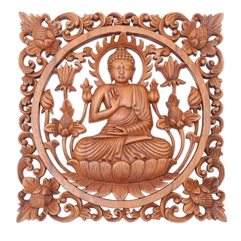 Novica Handmade Dealing In Anxiety Wood Relief Panel