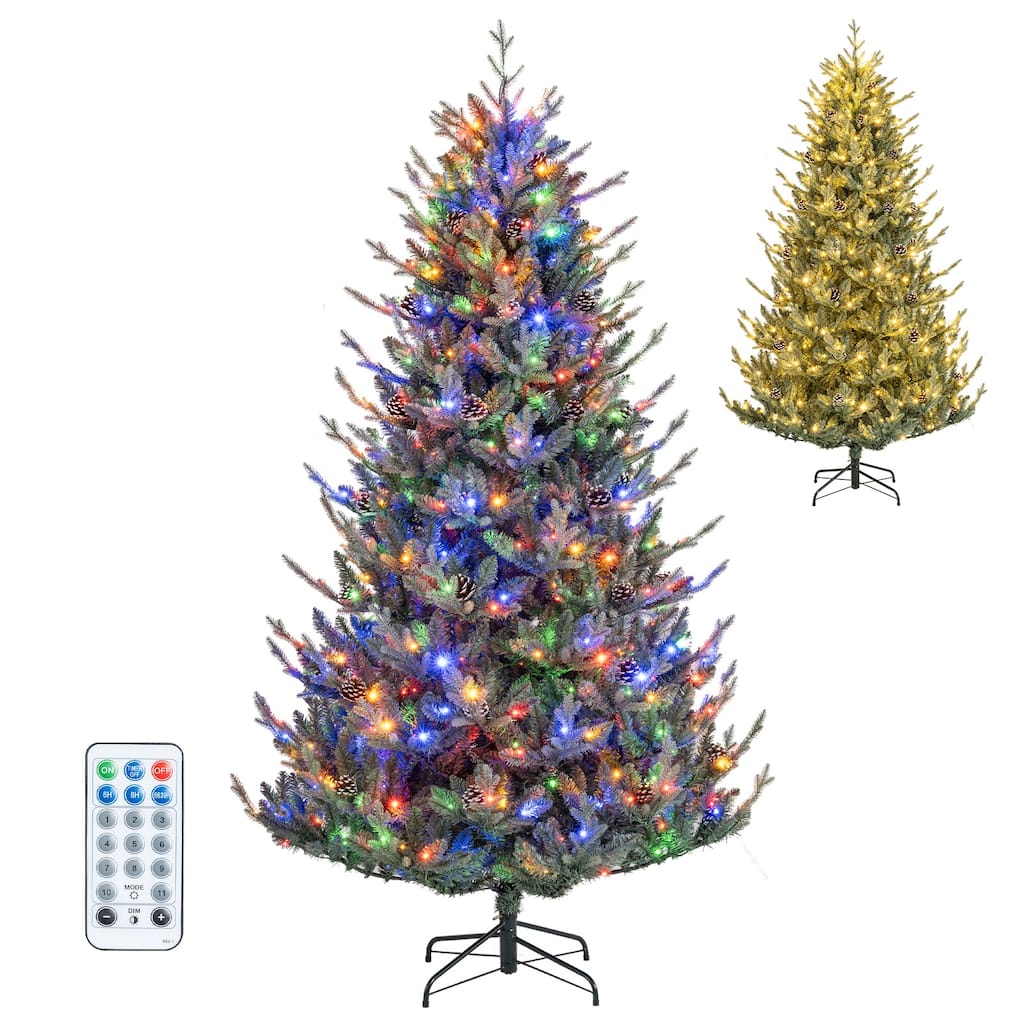 Gymax 7.5 FT Artificial Christmas Tree w/1306 Branch Tips 500 LED