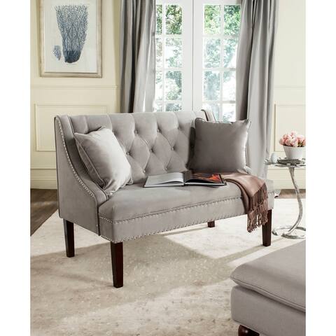 SAFAVIEH Zoey Modern Grey Velvet Loveseat Settee - 49" x 28" x 36"
