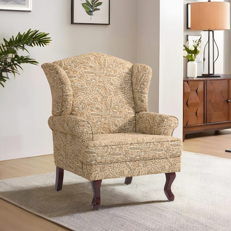 Mid-Century Modern Upholstered Wingback Accent Chair
