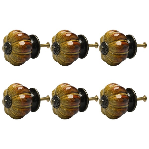 6pcs Ceramic Knobs Vintage Knob Drawer Pumpkin Shaped Pull Handle Furniture Door Cabinet Cupboard Wardrobe Dresser Decorative #3