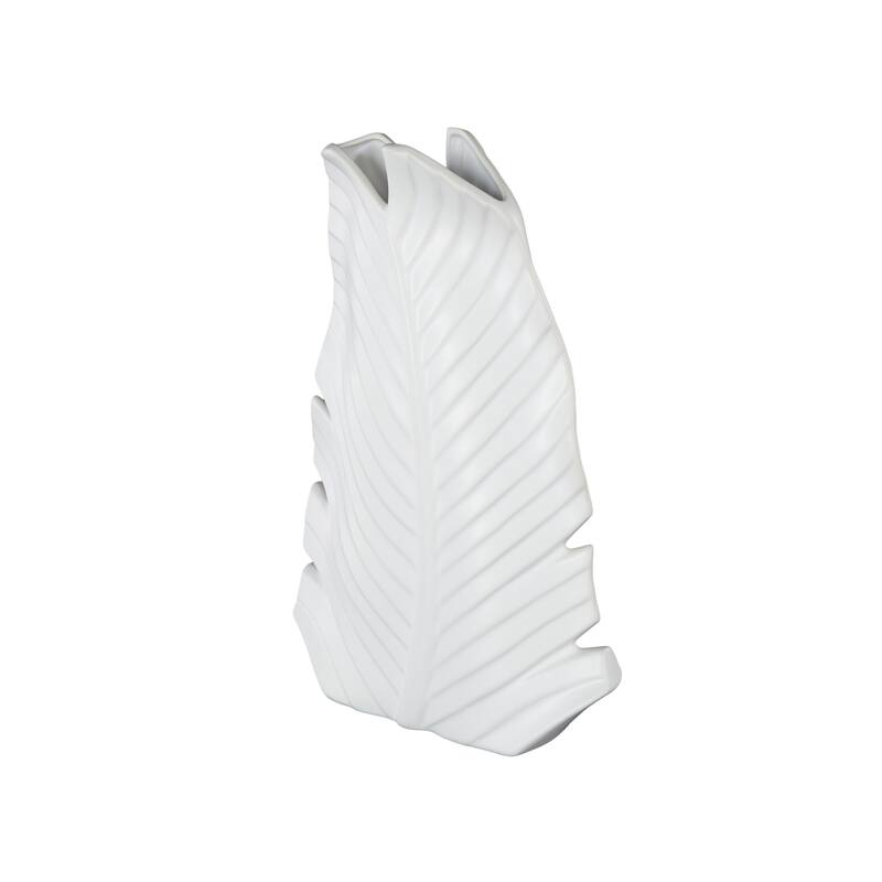 Ceramic Palm Tree Curved Leaf Decorative Vase - Black or White - Roche River Decor