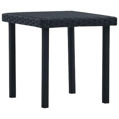 15.7 in. Black Square Wicker End Table, Sturdy Build End Side Table for Living Rooms