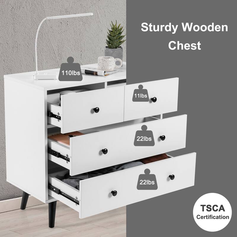 Costway 4 Drawers Dresser Chest of Drawers Free Standing Sideboard
