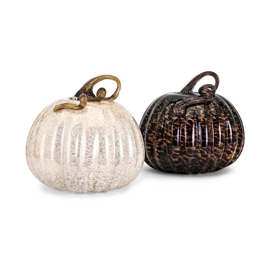 Shop Set Of 2 Brown And Ivory White Transitional Large Glass