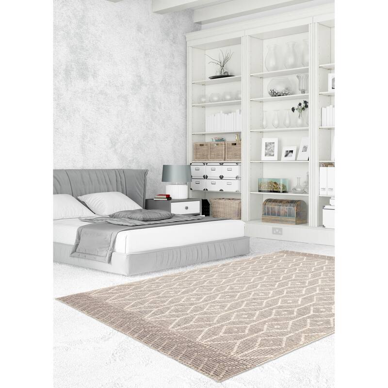 ECARPETGALLERY Braid weave Sienna Grey Wool Rug - 4'10 x 7'5