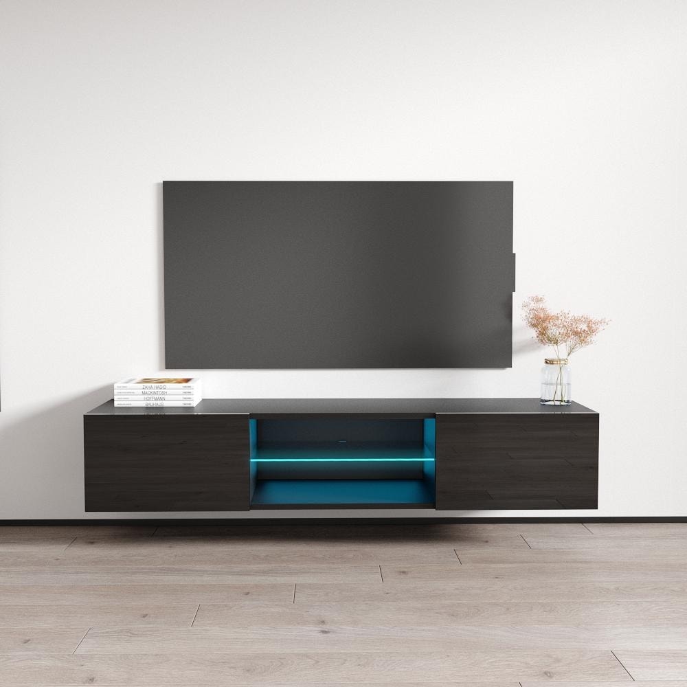 Meble Furniture Fly Type-33 Wall Mount TV Stand for TVs up to 70" - 63" Hi-Gloss Media Console w/LED for up to 70" TVs