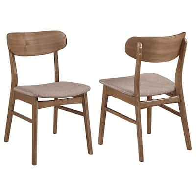 Walnut Brown/Brown Fabric Upholstered Wood Frame Dining Chair, Set of 2, Sturdy Dining Chair for Dining Rooms - 21.75