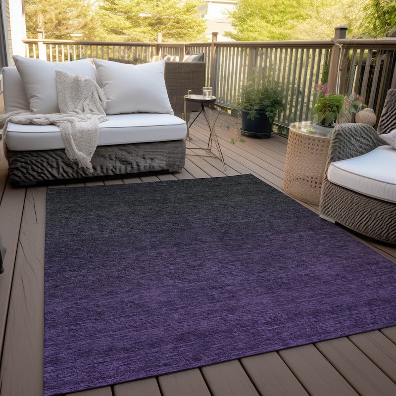 Machine Washable Indoor/ Outdoor Chantille Ombre Solid Rug - Eggplant - 10' x 14'