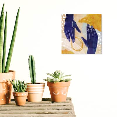 Wynwood Studio Canvas Abstract Hand Gesture Blue and Navy Blue Modern & Contemporary Wall Art Canvas Print