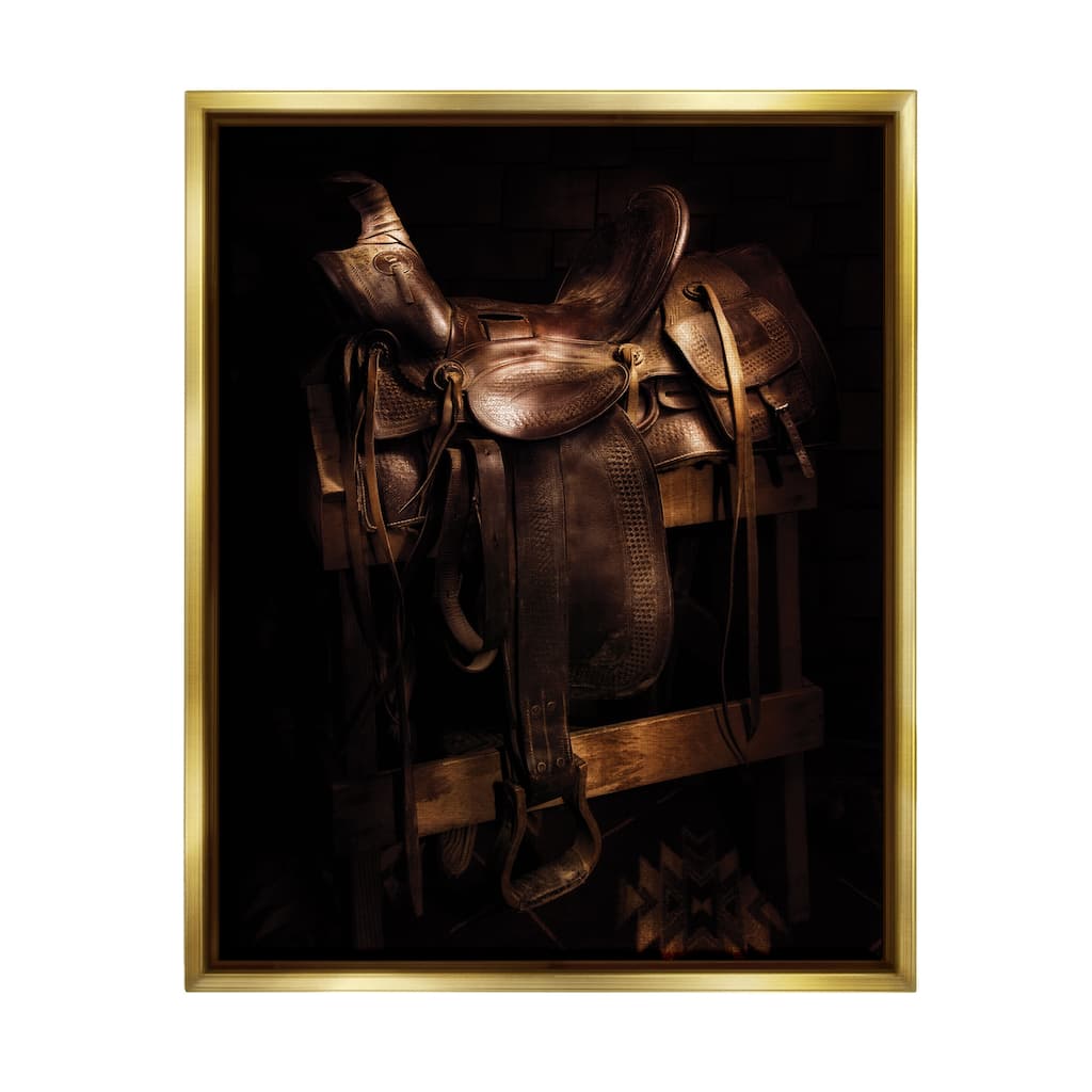 Stupell Vintage Saddle Photography Framed Floater Canvas Wall Art Design by PBurchettePhoto