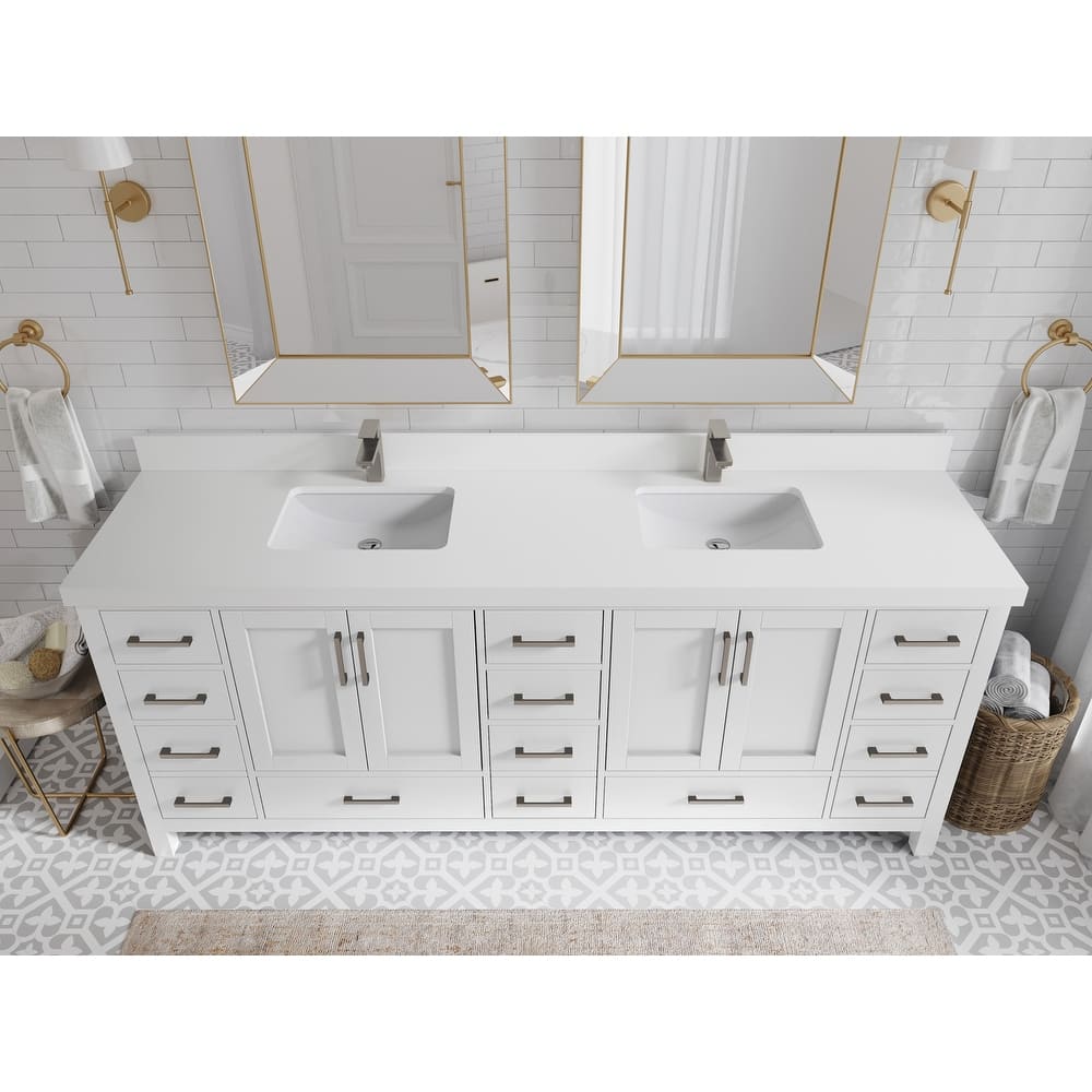 Willow Collection 84 in. W x 22 in. D Malibu Double Sink Bathroom Vanity with Countertop