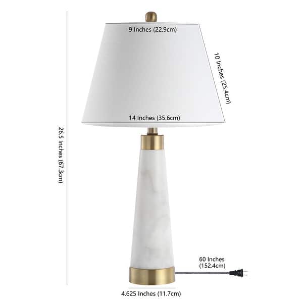 Stephen 26.5" Marble/Iron Gold Modern Column LED Table Lamp, White by JONATHAN Y