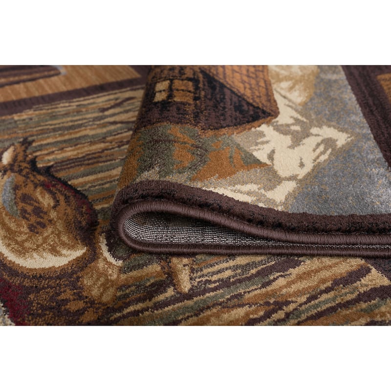 Natural Lodge Novelty Graphic Indoor Area Rug