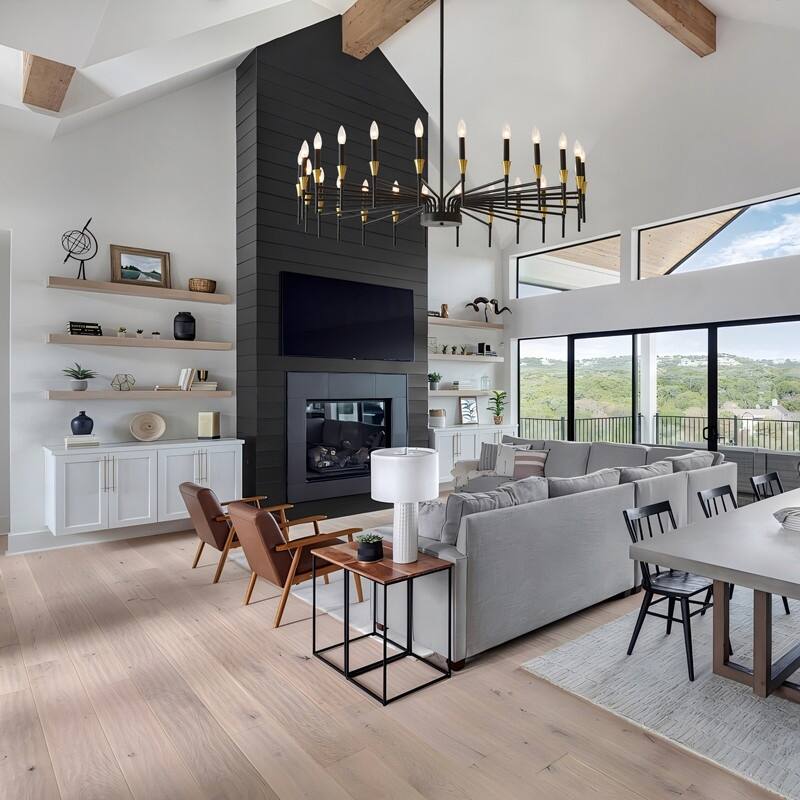 Black & Gold Modern Farmhouse Chandelier Rustic Ceiling Light Dimmable E12 Candle-Style Pendant Lighting Fixture