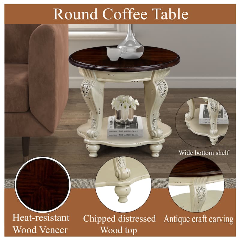 22'' Two Tone Round End Table