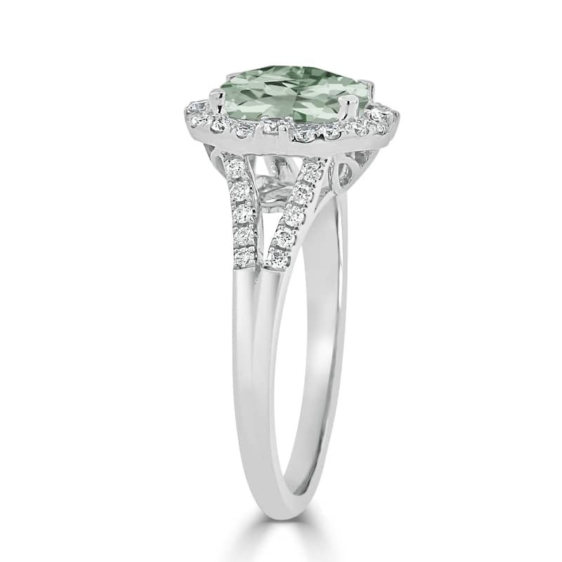 Auriya 1ct Cushion-cut Green Amethyst Halo Diamond Engagement Ring 3/8cttw 14k Gold