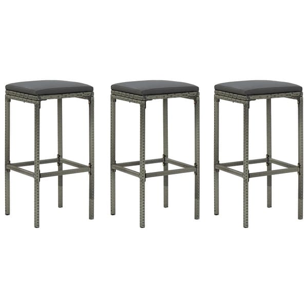 Bar Stools with Cushions 3 pcs Gray Poly Rattan Bed Bath
