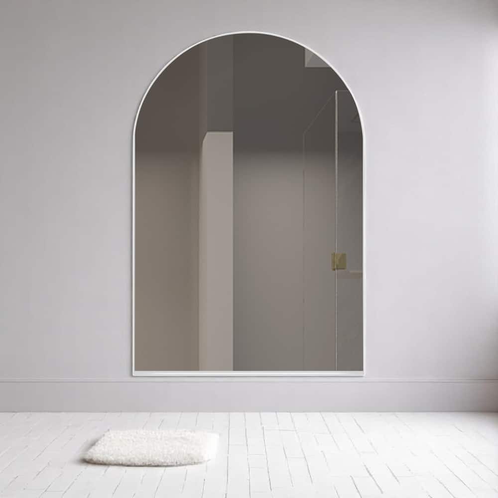 Arched Metal Framed Bathroom Mirror Cabinet, 24x36 Inch Wall Mounted or Recessed Medicine Cabinet with Storage