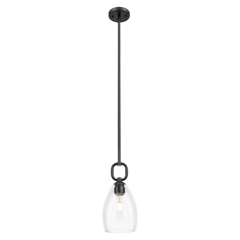 Innovations Lighting Downtown Urban - Hudson - 1 Light 6" Stem Hung Mini Pendant with Flute Shade - Clear Shade/Matte Black