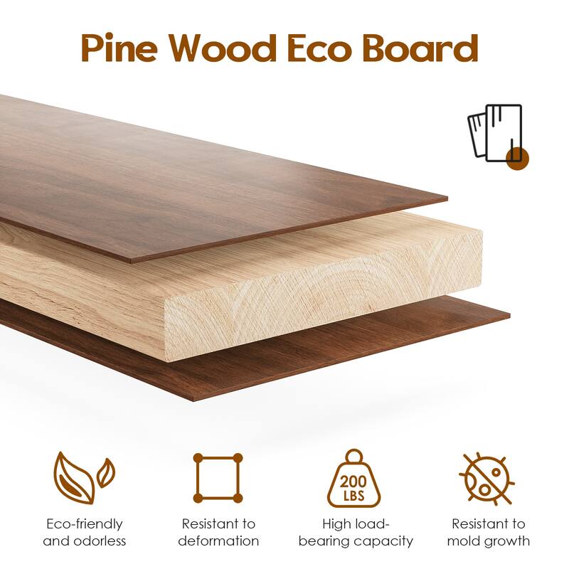 Farmhouse Buffet Cabinet, 55.5" Coffee Bar with 3 Drawers and Pop-Up Doors, Large Rustic Sideboard for Dining Room