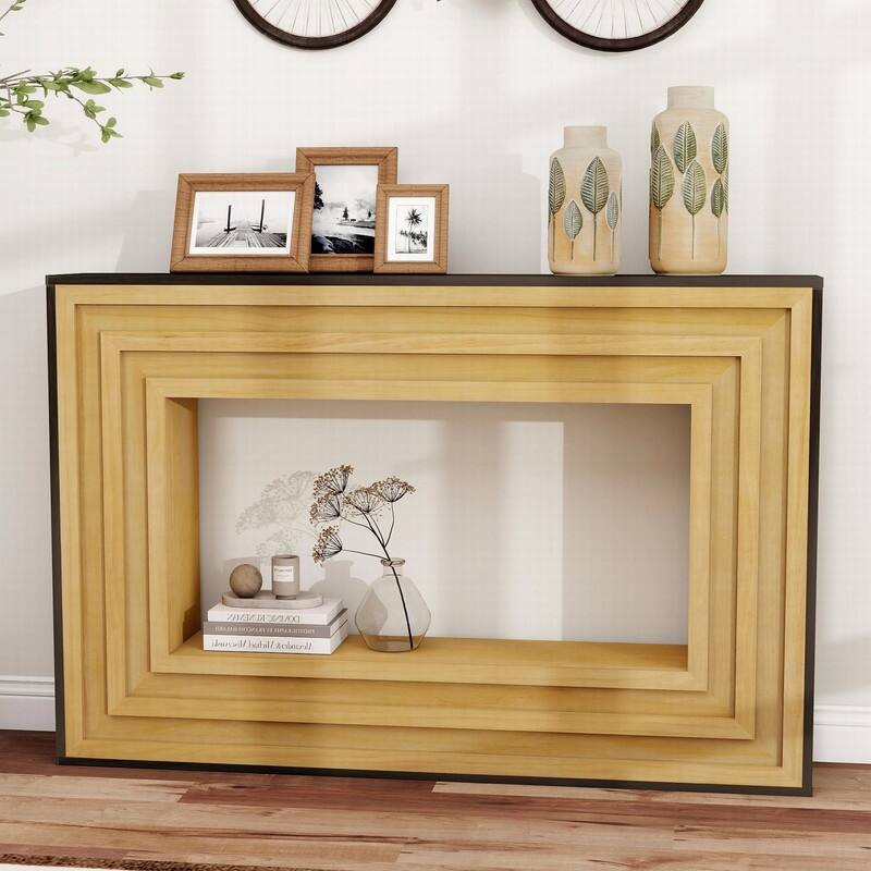 Modern 47.24" Console Table with Layered Wood Frame Ideal for Living Room or Entryway Decor - Brown