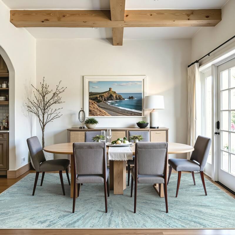 Mcow Abstract Modern Microfiber Low-Pile Washable Area Rug