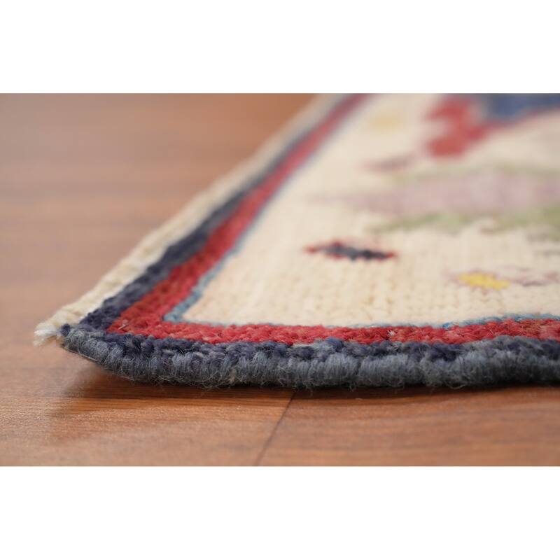 Hand Knotted Oriental 100% Wool Carpet Transitional Floral Navy Blue & Blues Oushak Area Rug - 13' 6'' X 10' 5''