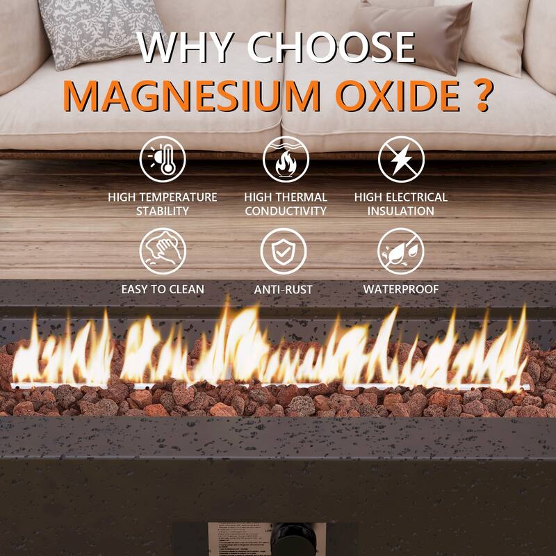 COSIEST Outdoor Patio Rectangle Fire Pit with Tank Cover Table - 42" W x 17" L x 13" H